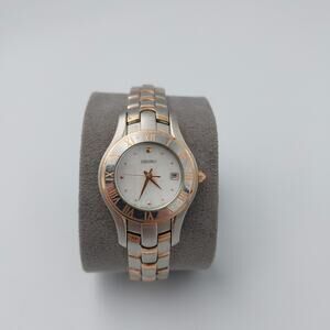 Original Seiko Roman Numeral Oyster Dial Ladies Date Watch 7N82-0FN0 * See Descr